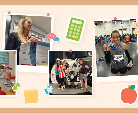Bulletin board pinning real photos of educators who use BrainPOP